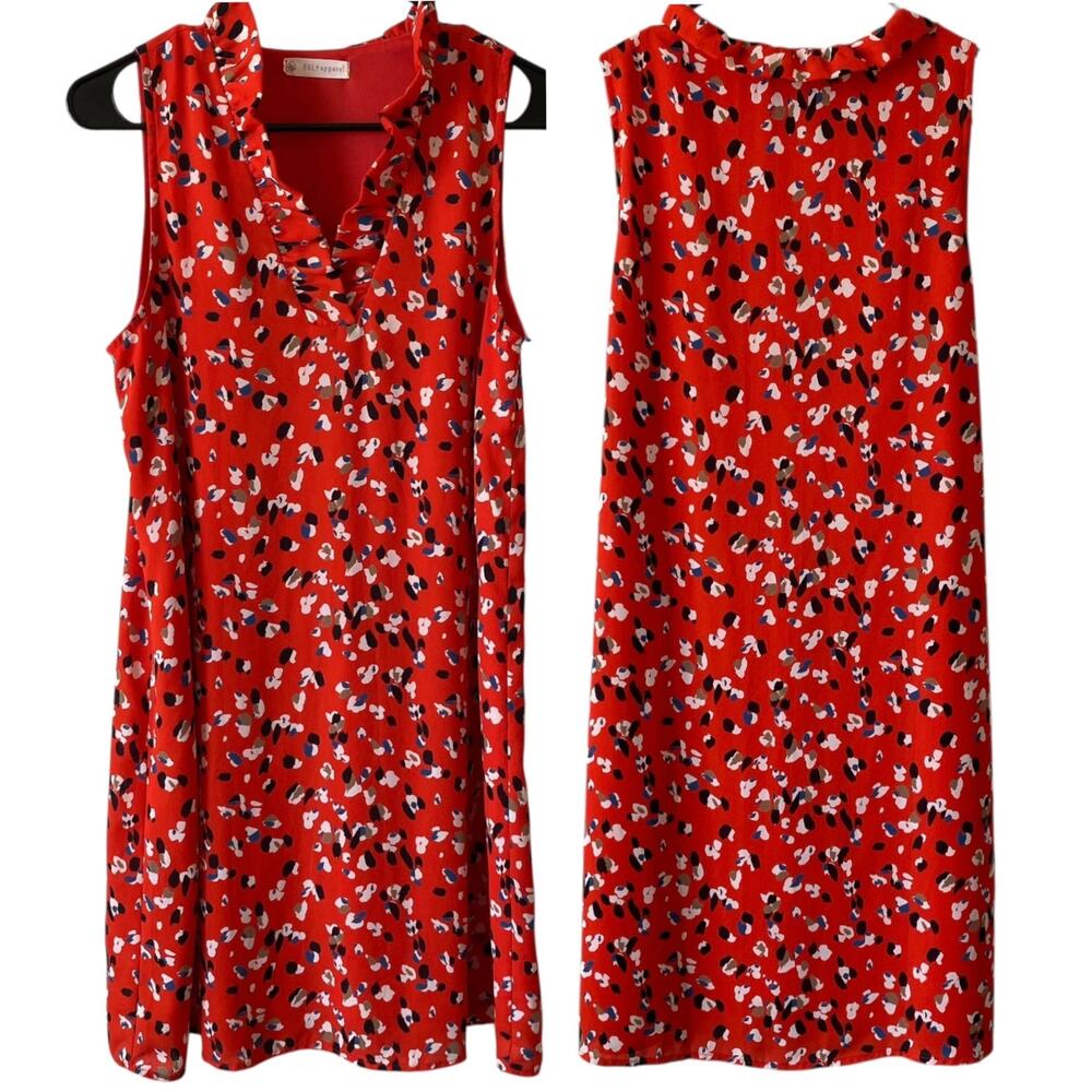 LIGHT FLAW FSL APPAREL Red Printed Sleeveless Shift Dress Size Small Preppy